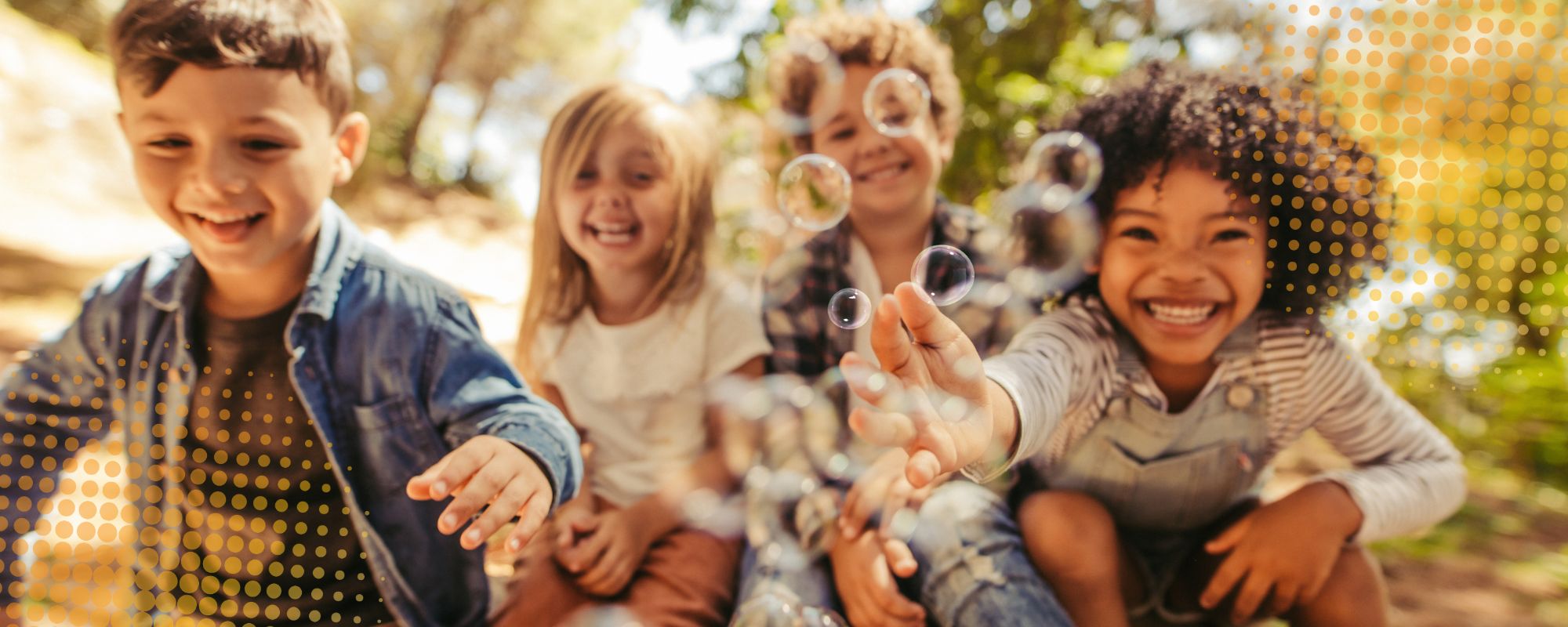 Kids blowing bubbles