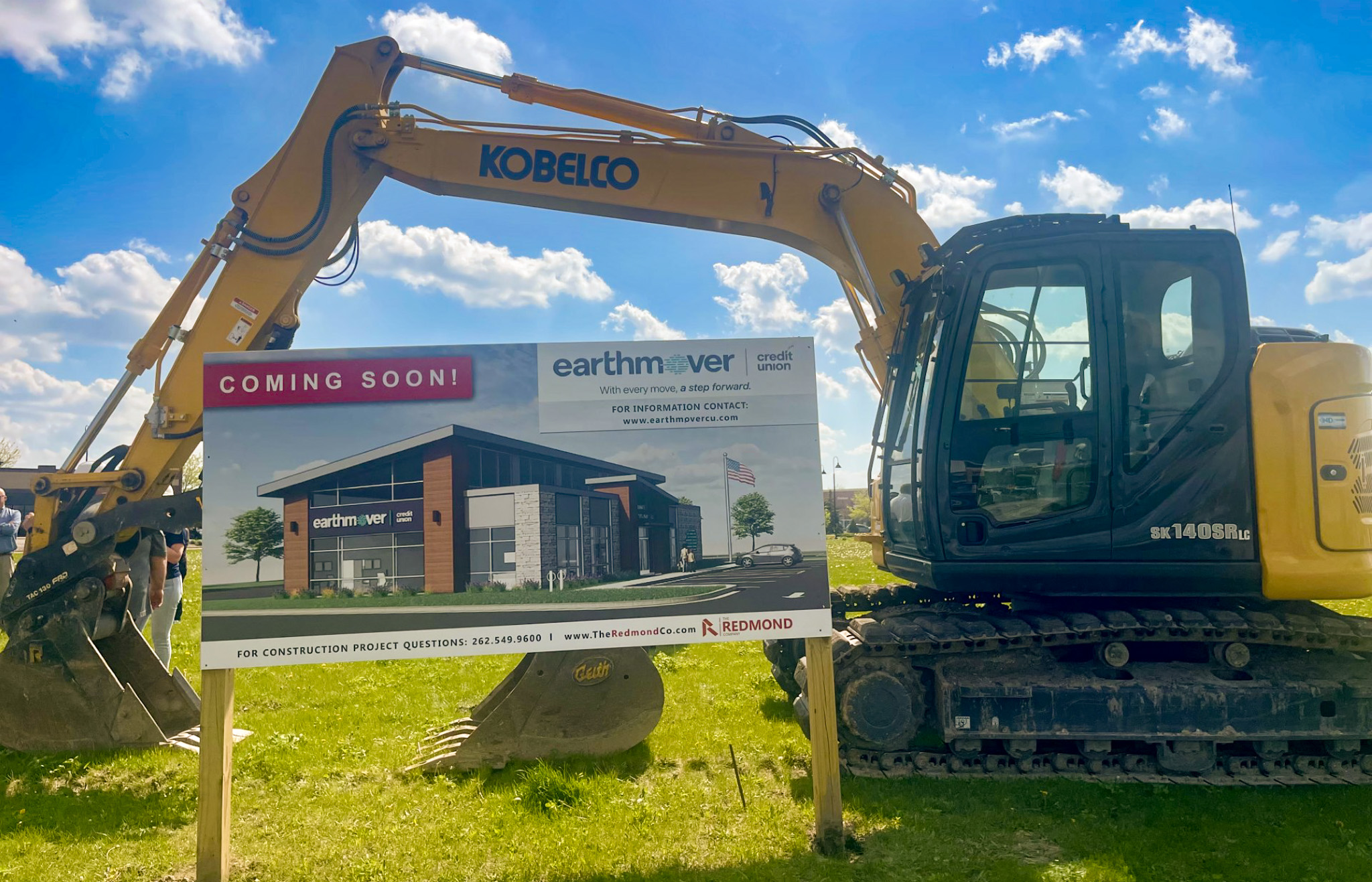 Sign and bulldozer