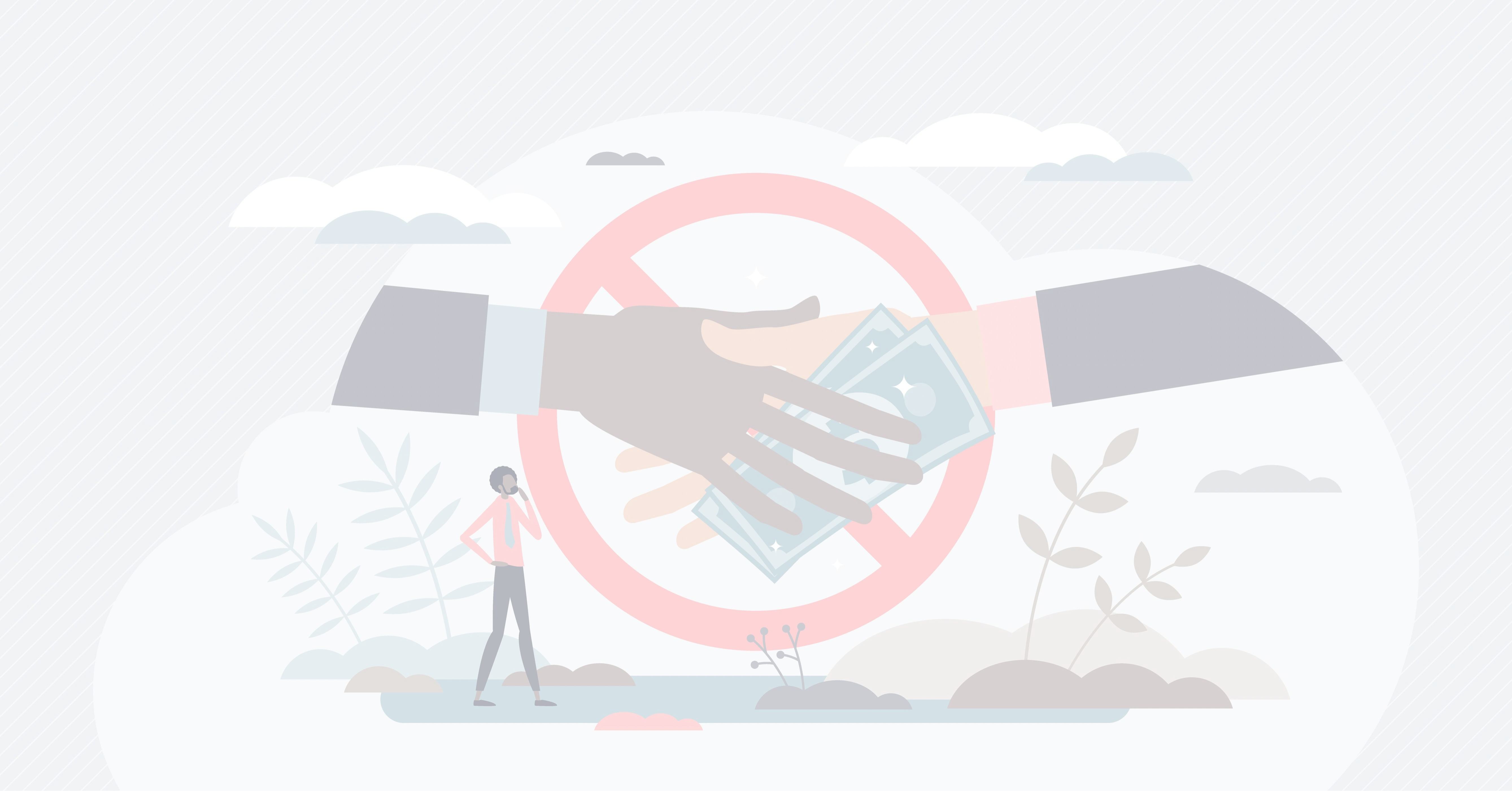 Graphic of money passing hands