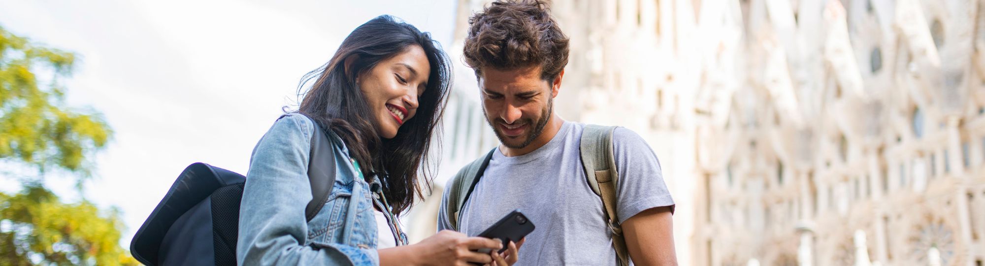 Woman and man on phone